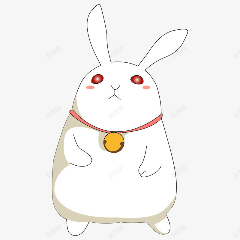 带铃铛的兔子png免抠素材_新图网 https://ixintu.com 兔子 动物 矢量装饰 装饰 装饰画