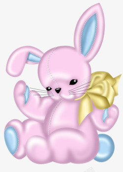手绘粉红兔素材