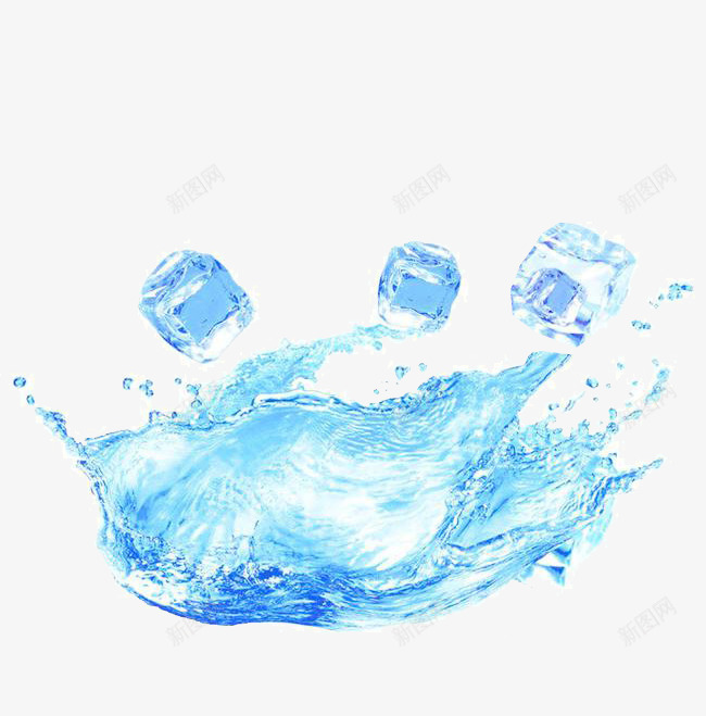 落水的冰块png免抠素材_新图网 https://ixintu.com 冰块 水滴 蓝色 透明