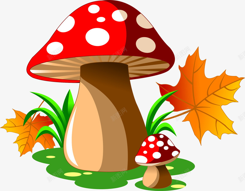波点红色蘑菇矢量图eps免抠素材_新图网 https://ixintu.com 扁平蘑菇 枫叶 波点蘑菇 矢量素材 红色蘑菇 矢量图
