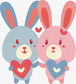 浪漫情人节情侣兔子矢量图素材
