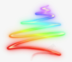 彩虹色手绘光效线条素材
