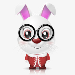 萌萌兔戴眼镜的小兔高清图片
