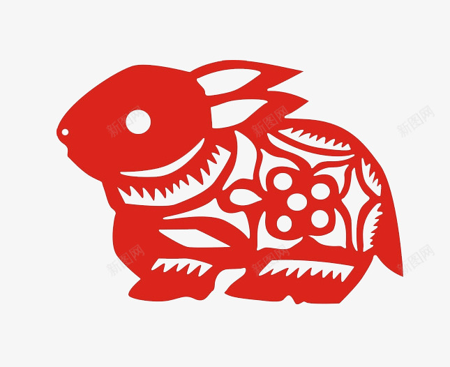 传统文化png免抠素材_新图网 https://ixintu.com 兔子 剪纸 可爱 窗花