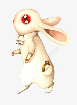 手绘水彩红眼睛兔子素材