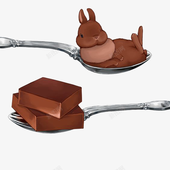 巧克力png免抠素材_新图网 https://ixintu.com 兔子 勺子 手工巧克力 手绘巧克力 棕色巧克力