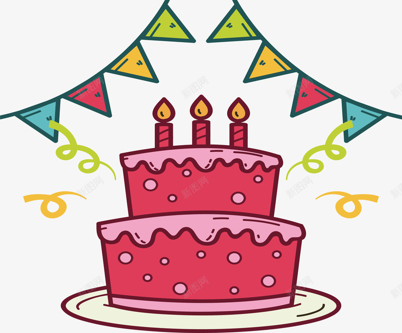 粉红色生日蛋糕矢量图eps免抠素材_新图网 https://ixintu.com 手绘蛋糕 生日蛋糕 矢量png 粉红色 粉色蛋糕 蛋糕 矢量图