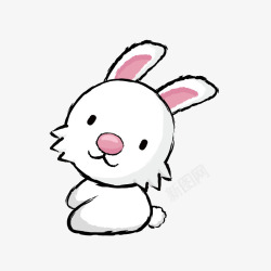 简笔可爱白色小兔子素材