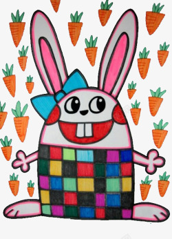手绘儿童画可爱小兔子图案素材