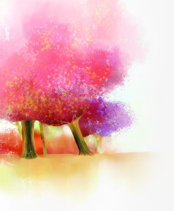 彩绘风格秋天的枫叶环境渲染效果合成素材