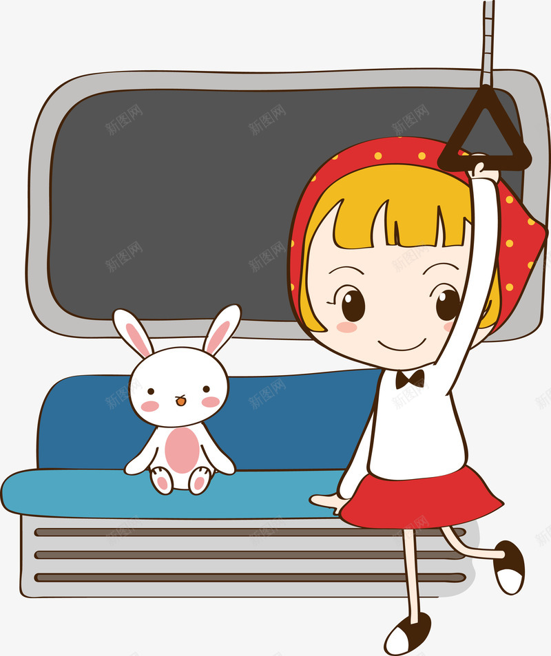 地铁车厢内的卡通女孩和兔子png免抠素材_新图网 https://ixintu.com 交通工具 兔子 列车 卡通女孩 地铁 地铁卡通 地铁站 车厢 铁路