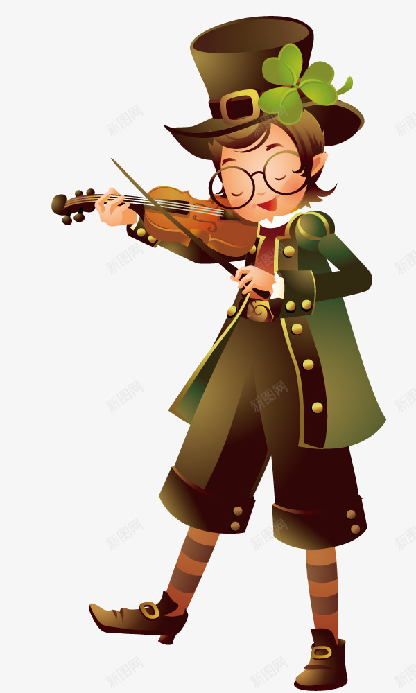 拉小提琴的男孩png免抠素材_新图网 https://ixintu.com 乐器 卡通 小提琴 矢量人物 音乐