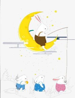 月亮的兔子钓兔子素材