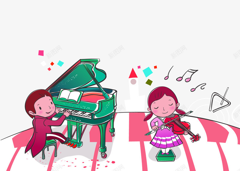 学音乐的孩子png免抠素材_新图网 https://ixintu.com PNG图片 卡通 孩子 手绘 钢琴 音乐
