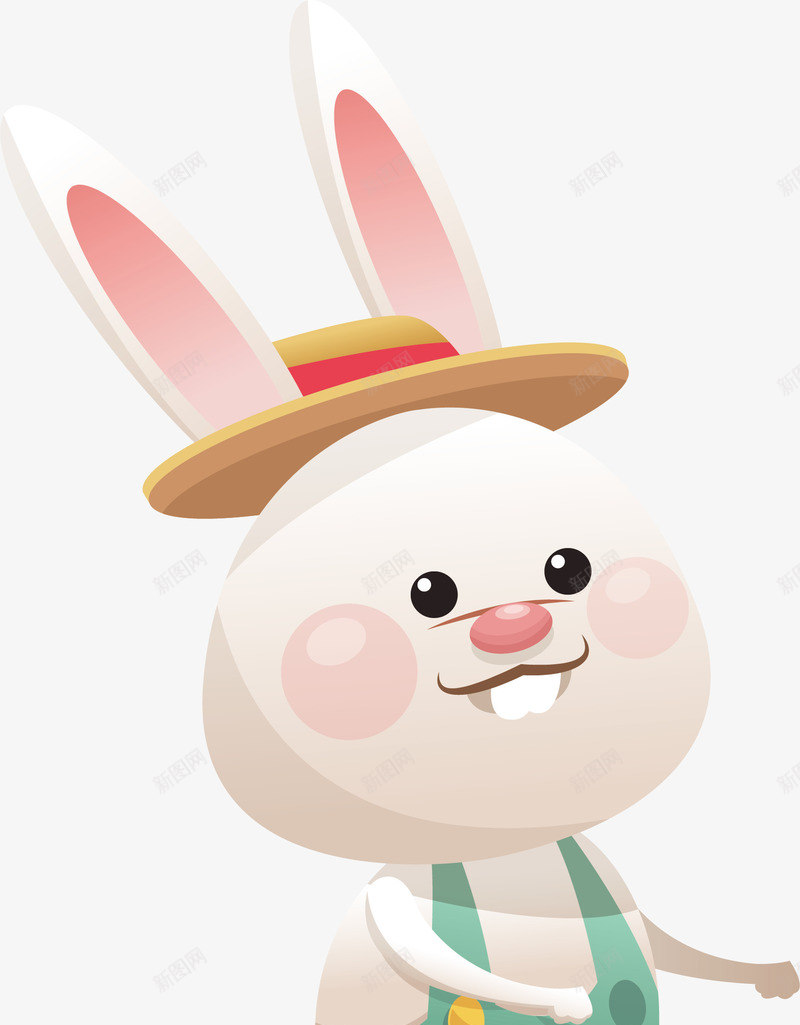 可爱兔子png免抠素材_新图网 https://ixintu.com 兔子 动物 可爱 大白牙 大眼睛 帽子 手绘 腮红
