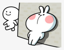 靠墙的白色兔子卡通背景素材