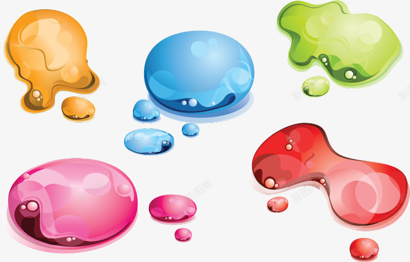 彩色水滴png免抠素材_新图网 https://ixintu.com 创意 彩绘 彩色 气泡 水 水滴 液体 背景