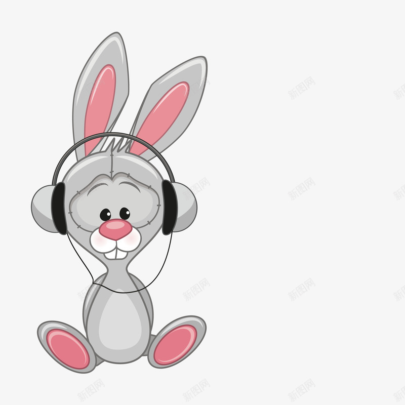 戴耳机的兔子简图png免抠素材_新图网 https://ixintu.com 兔子 兔子嘴巴 卡通 可爱的 听歌 牙齿 耳朵 耳机 音乐