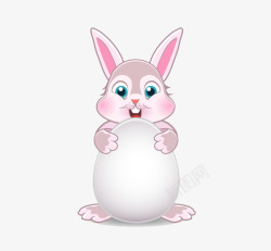 抱鸡蛋抱彩蛋的小兔子矢量图高清图片