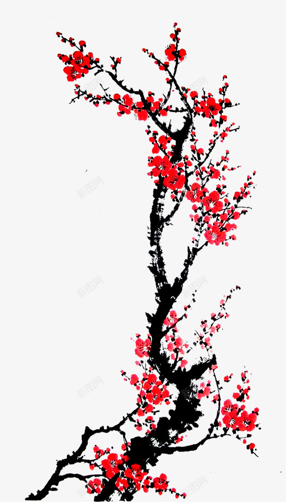 创意合成水彩红色的梅花png免抠素材_新图网 https://ixintu.com 创意 合成 梅花 水彩 红色