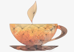 彩色几何线条茶碗素材