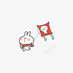 放风筝的兔子卡通兔子放风筝高清图片