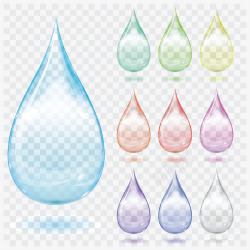 多种透明水滴装饰多种色彩水滴高清图片