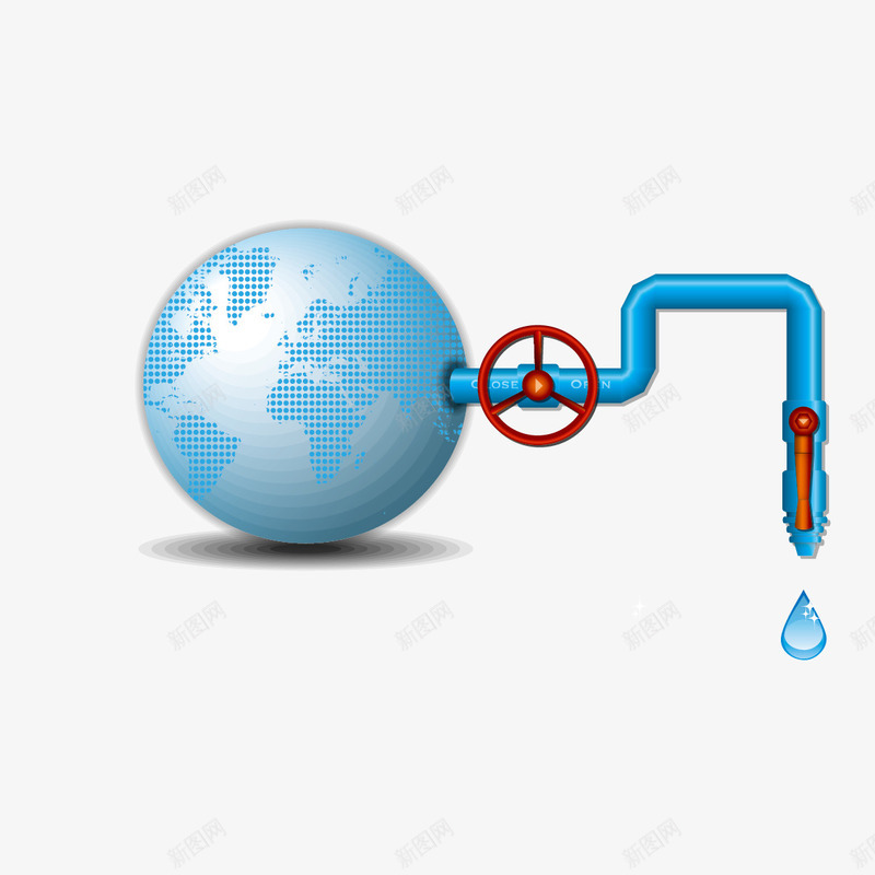 节约水资源png免抠素材_新图网 https://ixintu.com 地球 水 水滴 水管 节约 节约水