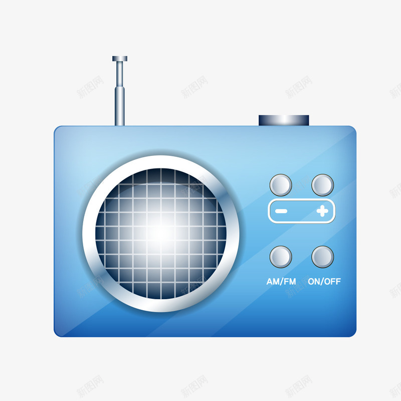 蓝色收音机png免抠素材_新图网 https://ixintu.com 播音 收音 收音机 蓝色 音乐