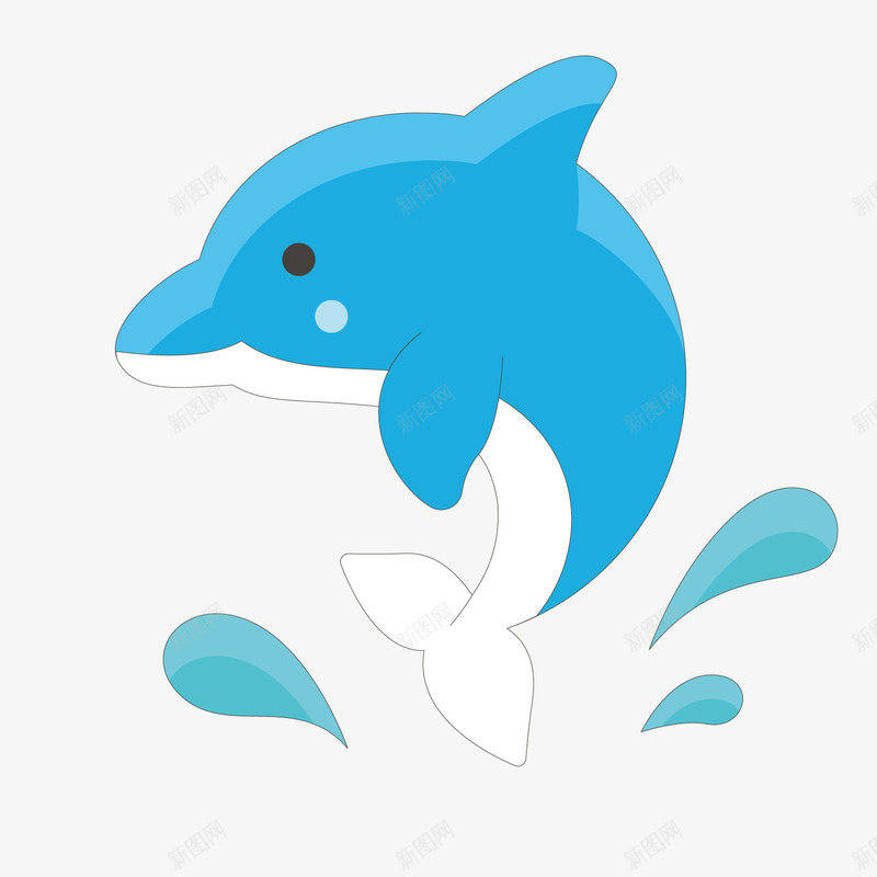 蓝色海豚png免抠素材_新图网 https://ixintu.com 扁平化 手绘 水滴 海洋 海豚logo 线稿 蓝色 跳跃