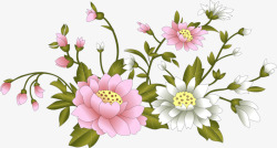 粉红彩绘花朵装饰素材