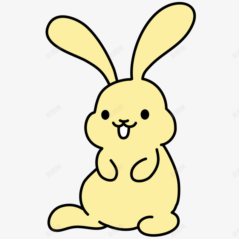 黄色兔子png免抠素材_新图网 https://ixintu.com 一只 兔子 兔子嘴巴 卡通 可爱 手绘 牙齿 白色 黄色