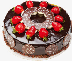平面巧克力素材草莓巧克力黑蛋糕平面装饰高清图片