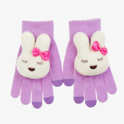 粉色兔子手套可爱女生素材