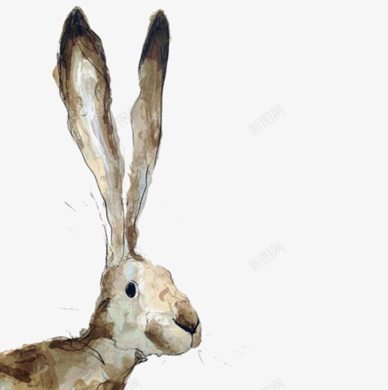 水彩兔子png免抠素材_新图网 https://ixintu.com 动物 可爱兔子 大耳朵 小兔子 水墨兔子