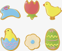 鸡蛋和面饼干蓝黄可爱动物的食物兔子鸡蛋饼干高清图片