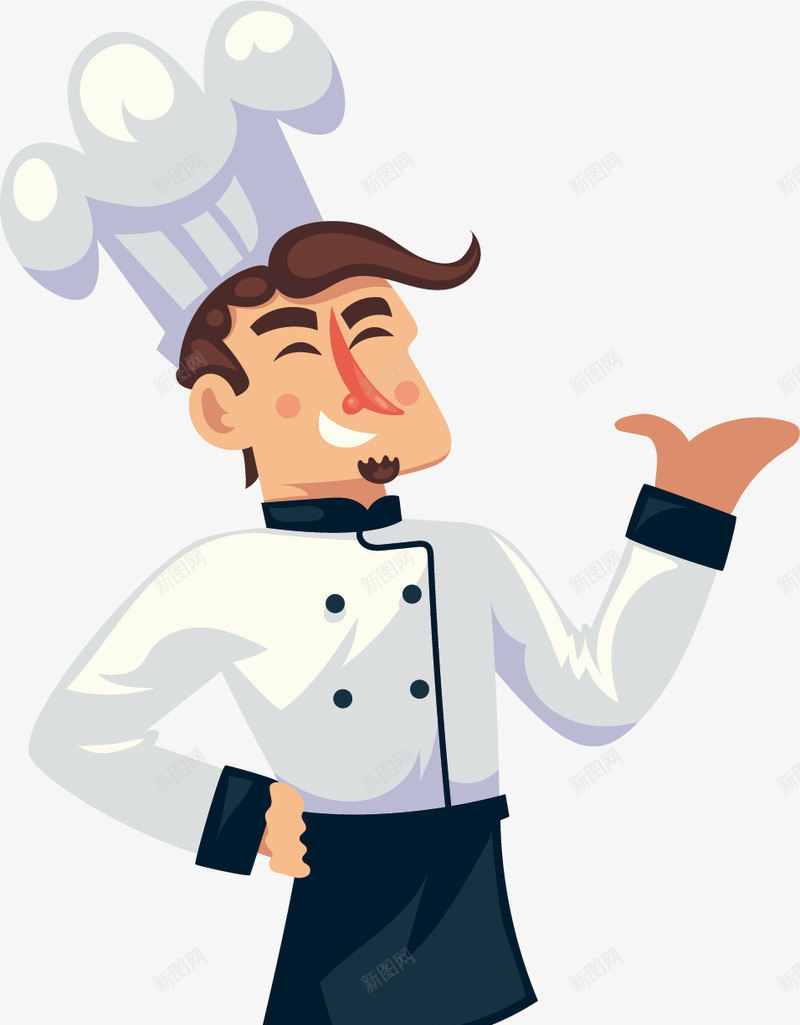 卡通的厨师矢量图ai免抠素材_新图网 https://ixintu.com 个性 卡通 厨师 图案 帽子 微笑 手势 掐腰 矢量图