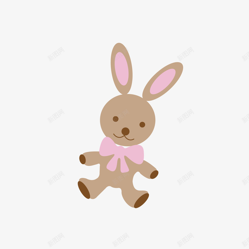 棕色兔子玩具png免抠素材_新图网 https://ixintu.com 兔子公仔 兔子玩具 棕色玩具 玩具 粉色 粉色蝴蝶结