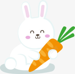 抱着胡萝卜的小白兔素材