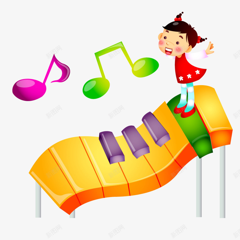 踩在钢琴上的女孩矢量图ai免抠素材_新图网 https://ixintu.com 乐器 手绘 插画 音乐 矢量图