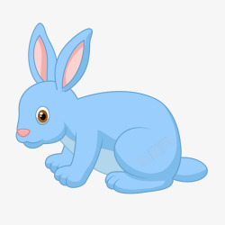 卡通蓝色的小兔子动物矢量图素材