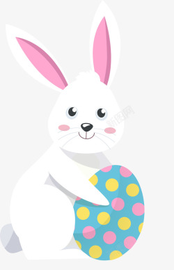 抱着彩蛋复活节可爱白色兔子高清图片