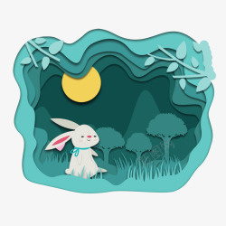动画边框绿色小兔子边框高清图片
