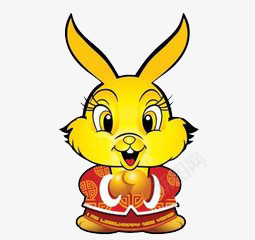 节日装饰png免抠素材_新图网 https://ixintu.com 喜庆 小兔子 恭喜 新年 红色 金兔元宝 黄色