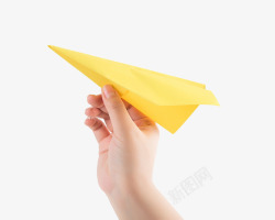 手摺飞机黄色纸飞机高清图片