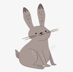 可爱乖巧的灰色兔子素材