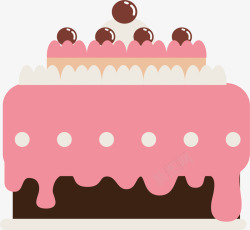 粉红奶油生日蛋糕矢量图素材