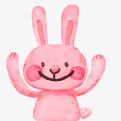 粉红色手绘可爱的小兔子矢量图素材