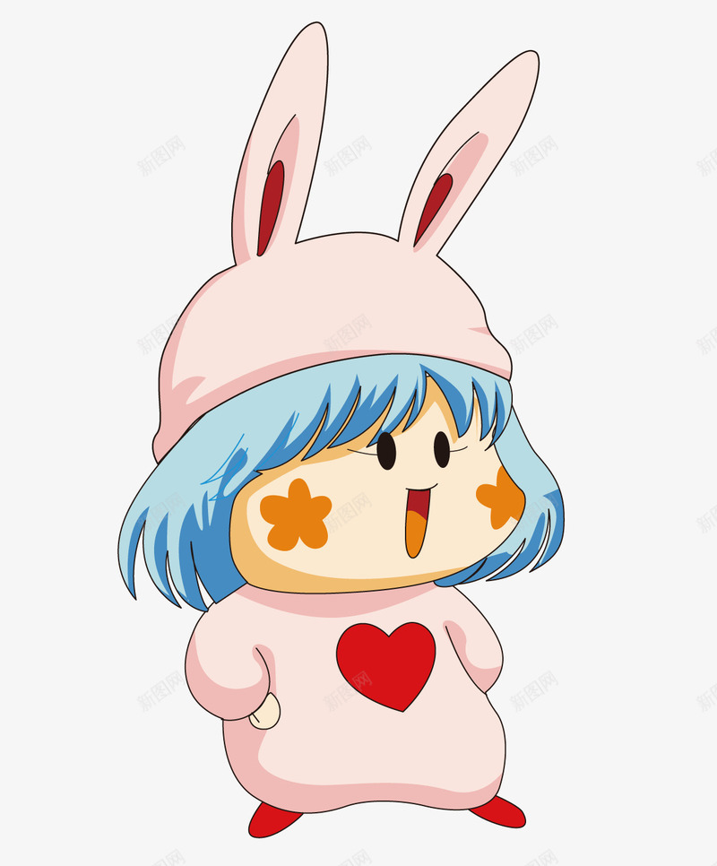 可爱的小兔子png免抠素材_新图网 https://ixintu.com 兔耳朵 可爱 小人 心形 粉色
