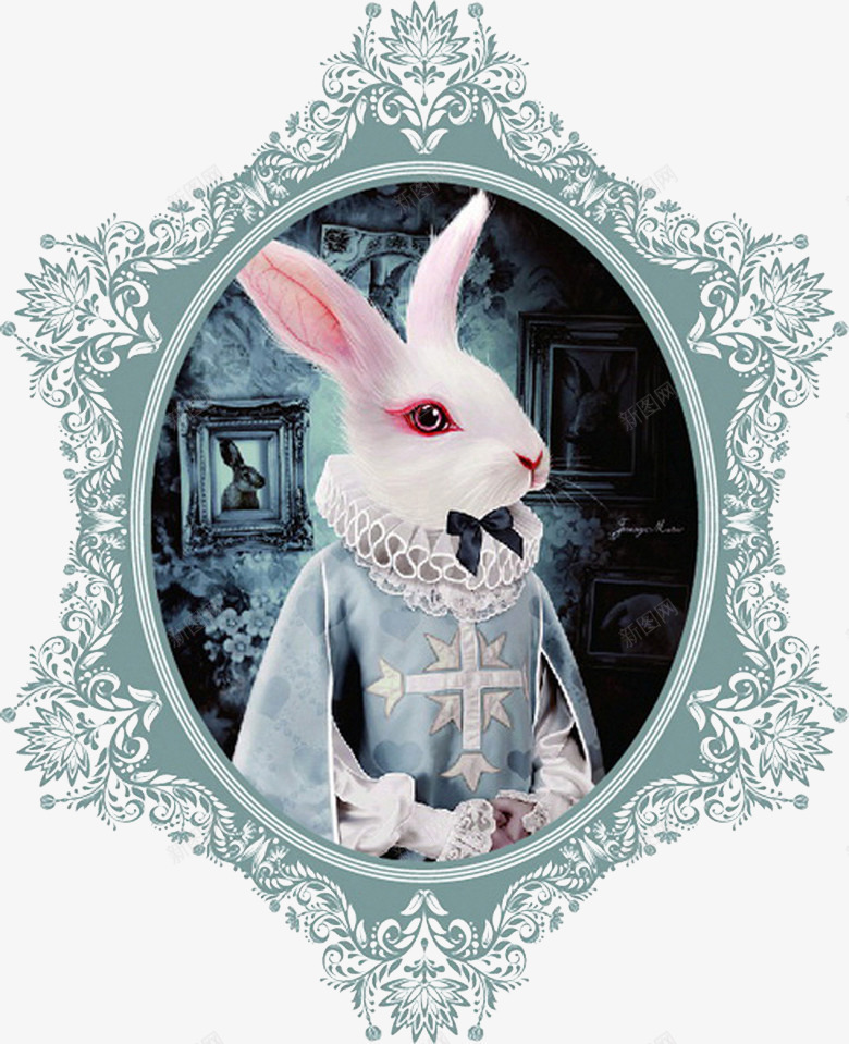 兔子装饰画png免抠素材_新图网 https://ixintu.com 兔子 绅士 艺术 装饰